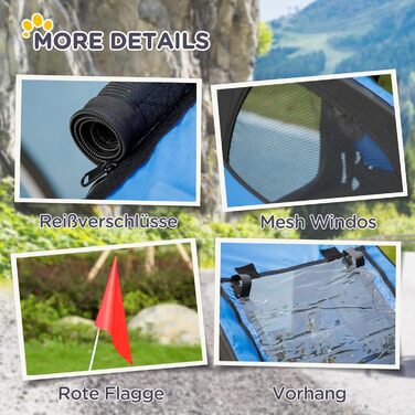 PawHut Причіп для собак, велосипедний причіп, швидкознімні кріплення, водостійкий, оксфордська тканина, сталь, 140 x 71 x 83 см (Блакитний)