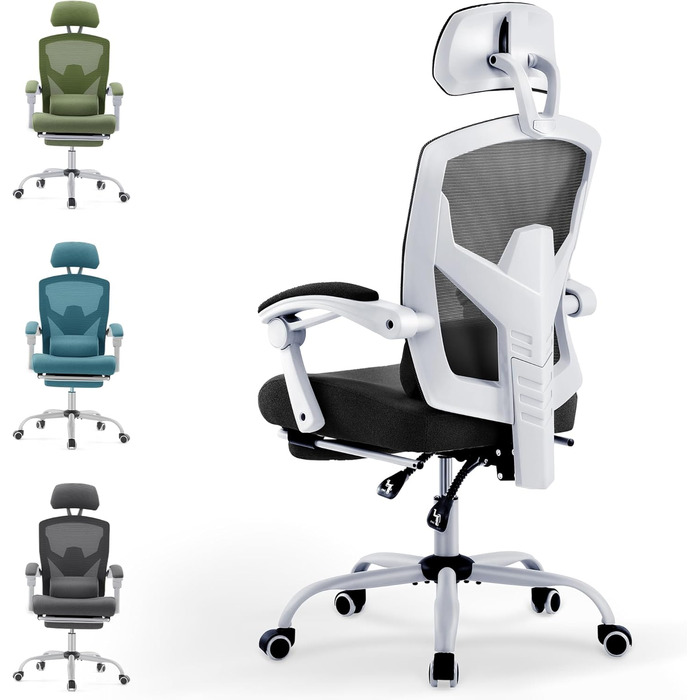 Офісне крісло DUMOS Ergonomisch: комфортне крісло з підлокітниками та підтримкою попереку, для дому та офісу (чорний, 66 x 100 x 129 см)