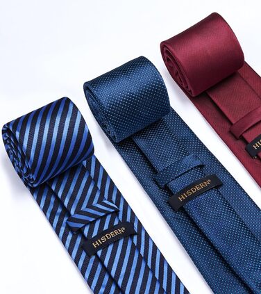 HISDERN Комплект краваток для чоловіків: 3 краватки + 1 нагрудна хустинка. Шовкові краватки, класичний стиль, для весілля та свят.