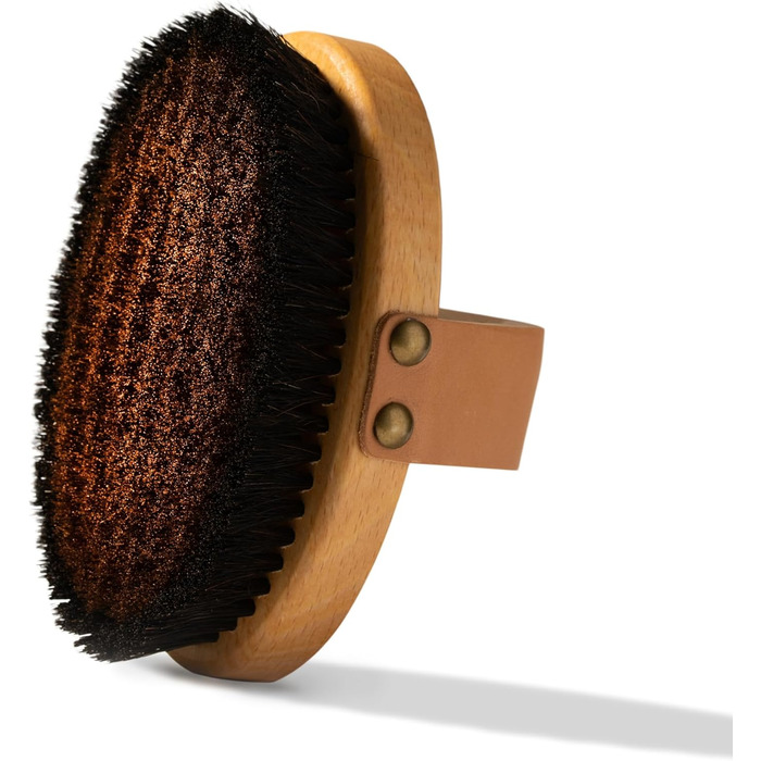 RUHI Body Brush/Dry Brush SOFT 100% Natural Bristles/Made in Germany, regional beechwood & plastic-free for dry brushing massage (dry brush), lymphatic drainage against cellulite (wood color, beige, black)