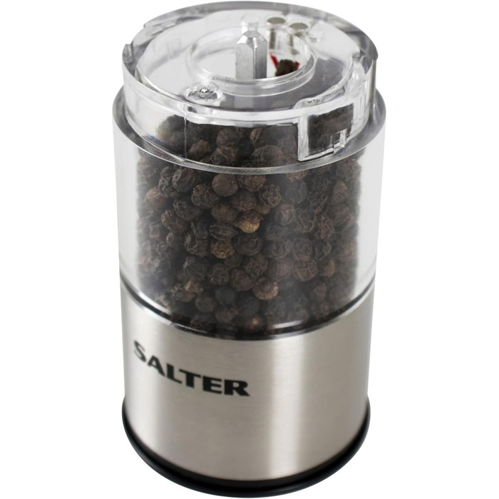 Електричні соляна та перцева млинки Salter 7522 SSTUR15UP з нержавіючої сталі, BPA-free, регулювання помолу, 60г солі/30г перцю, підсвічування