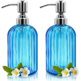 Набір дозаторів для мила 2 шт., 400 мл, скляні з нержавіючою сталею, для ванної, кухні, преміум-якість