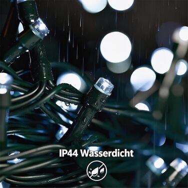 Льо́дова гірлянда LED WISD 23м, 200 LED, 12 режимів, димер, таймер, EU-штекер - декор для ялинки, балкона, кімнати, саду (білий, 1000 LED)