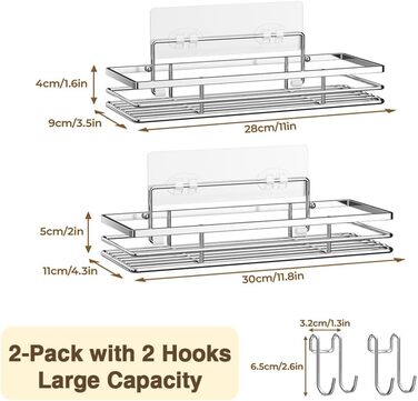 Підставка для душу без свердління 2 шт. з нержавіючої сталі SUS304, полиця для ванної кімнати, клейка
