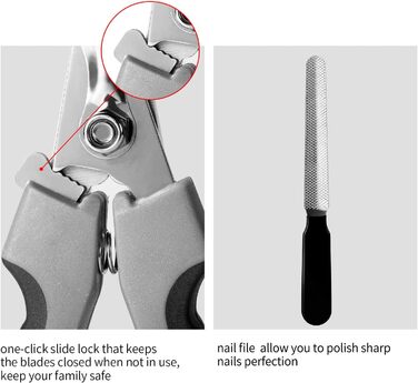 Професійні ножиці для стрижки кігтів собак та котів з нержавіючої сталі та пилочкою. Підходять для всіх порід (маленьких, середніх, великих). Безпечний захист від защемлення.