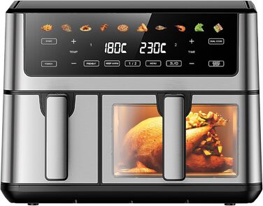 Фритюрниця Extralink 1400W з гарячим повітрям, 4.2L, 10 функцій приготування, LED-дисплей, економна, 90% менше жиру