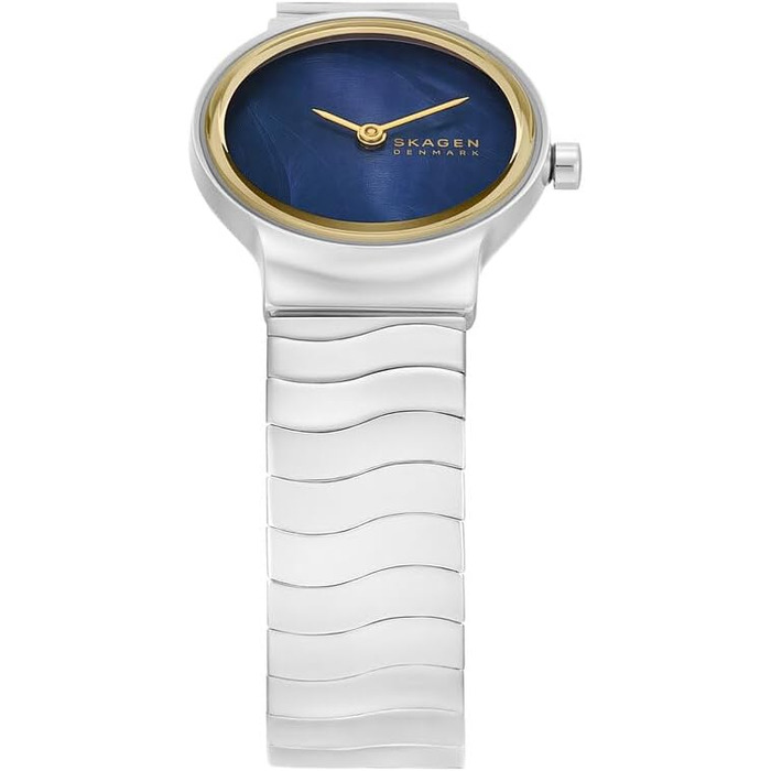 Жіночий наручний годинник Skagen Freja Lille: кварцовий механізм, сталевий ремінець, 26 мм, колір золото та глянцевий чорний