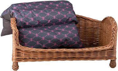 Корзина для собак і котів з ротангу з м'яким лежаком - лежак для тварин, корзина для собак, корзина для котів, собаче ліжко, котяче ліжко (64x42 H35, сірий)