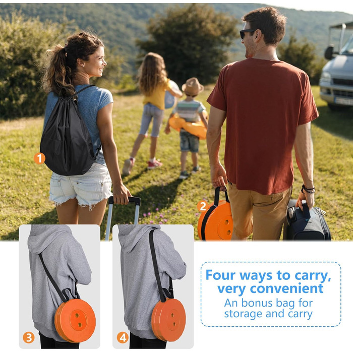 Зручний складаний стільчик GeeRic: телескопічний, регульований по висоті, для кемпінгу, риболовлі, дітей. Зелений (оранжевий колір)