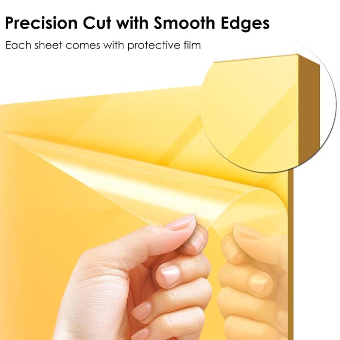 Акрилові дзеркала та пластини, 3 мм, кольорові, 20x20 см, 8 шт. для рукоділля, декору та DIY проєктів