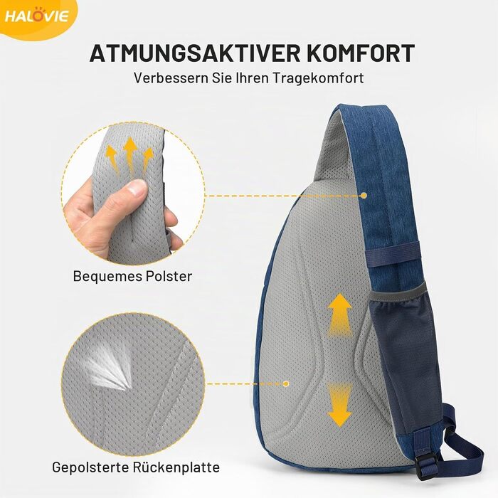Чоловіча сумка-слінг HALOVIE через плече, маленька нагрудна сумка Crossbody (Синя)