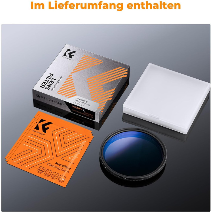 Фільтр ND Variabler K&F Concept Nano-Klear (40.5mm) ND2-ND400, 1-9 ступенів, з 3 серветками для чищення