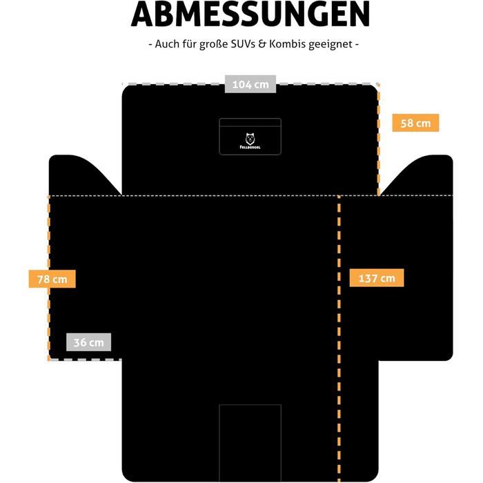 Захист для багажника авто для собак [надміцний клямка] - килимок для багажника, ковдра для собак, SUV, Kombi, Kleinwagen - захист від вологи та бруду - безпечна перевозка собак, стандартний чорний колір