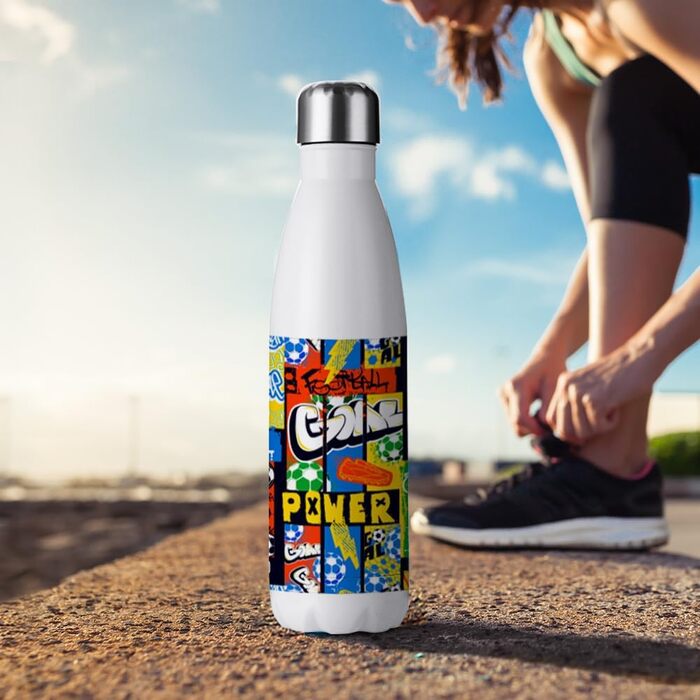 PYD Life Thermo-Sport Water Bottles, Blanks, Stainless Steel, with Lid, for Mugs, Heat Press, Sublimation Printing, Oven Printing, 482 ml, White, 4 Pieces