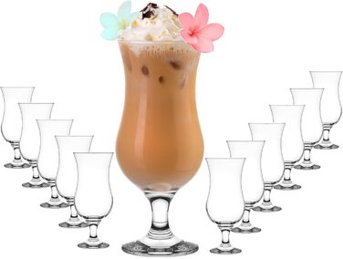 Набір келихів для коктейлів PLATINUX 400 мл (12 шт) - Longdrink, Hurricane, для вечірок, прозорі скляні келихи