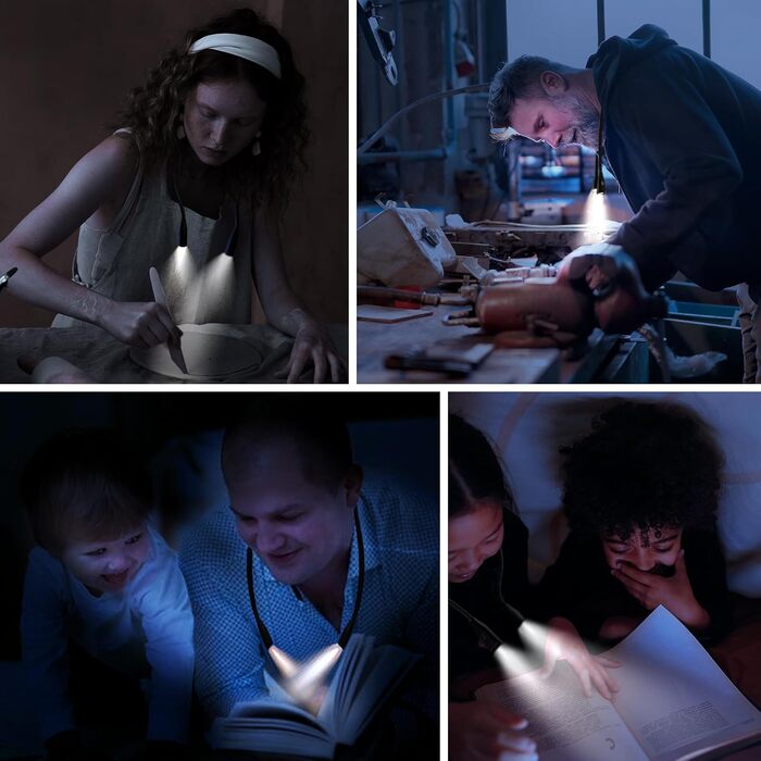 Ліхтарик для читання Schwarze Hals LED, USB акумулятор 1000mAh, 3 режими яскравості, для рукоділля, ремонту, шиття, майстерні, риболовлі, чорний