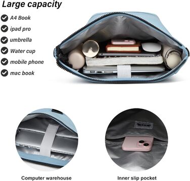 Водонепроникний рюкзак YTL Rolltop з відділенням для ноутбука 17 дюймів, великий рюкзак для жінок та чоловіків, для подорожей, школи, університету, велосипеда (Світло-блакитний)