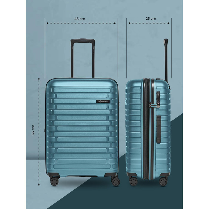 Чохол-валіза на колесах середнього розміру 66 см, розширюється до 75 літрів, з TSA-замком, з поліпропілену, 4 колеса, Collection 04, Ice-blue Metallic