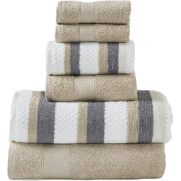 Modern Threads Pax 6-Piece Reversible Dyed Jacquard Towel Set – Bath Towels, Hand Towels, and Washcloths – Super Absorbent and Quick-Drying – 100% Combed Cotton, Coal