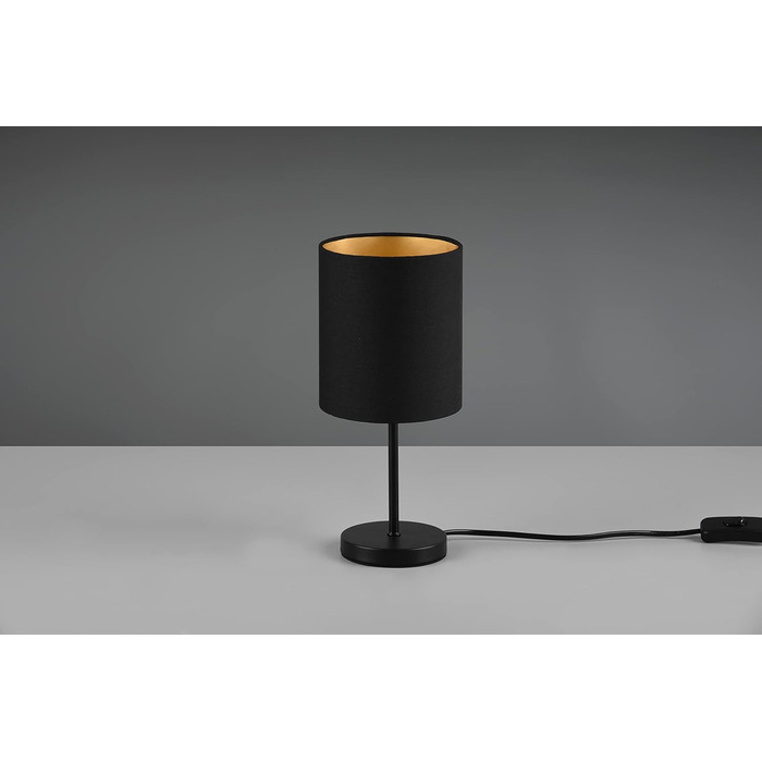 Торшер Reality Leuchten Jerry R50491011 - настільна лампа з металу нікель матовий, тканинний абажур, цоколь E14 (чорний/золотистий)