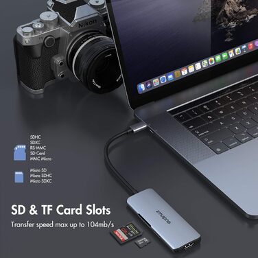 Док-станція USB-C для ноутбука з підтримкою 2 моніторів 4K, 14 в 1, з DP/DisplayPort, Ethernet, 4 USB, 100W PD, SD/TF, Audio/Mic, сумісна з Dell, HP, Lenovo