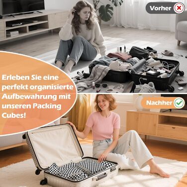 Набори для організації багажу VnioLife: 8 шт. Компресійні куби для подорожей, сумки-органайзери для валізи, рюкзака (Блакитний)