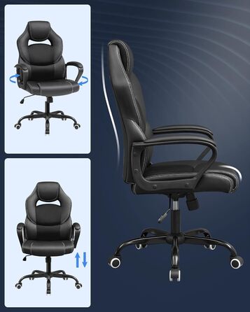 Офісний стілець SONGMICS Ergonomischer Bürostuhl, регульований, чорний, міцний, стабільний, OBG21B, 52 x 53 x 122 см