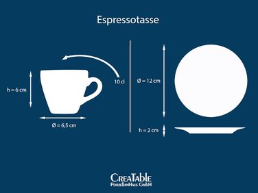 Набір посуду CreaTable Serie Nature Collection 8 предметів для 4 осіб, кавовий сервіз з кераміки, для капучино та еспресо, придатний для мийки в посудомийній машині та мікрохвильової печі