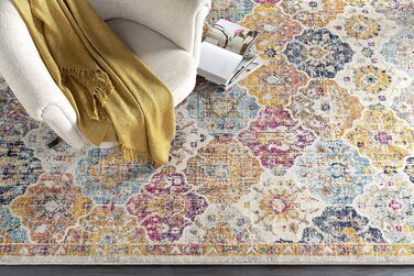 Килим Livabliss Sicily Vintage 120x170 см - вітальня, їдальня, спальня, етнічний стиль, блакитний, гірчичний, чорний, сірий