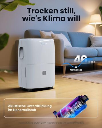 Електричний осушувач повітря Newentor 25L - для підвалу, дому, 215 м³/80 м², з таймером, фільтром, 10 років гарантії