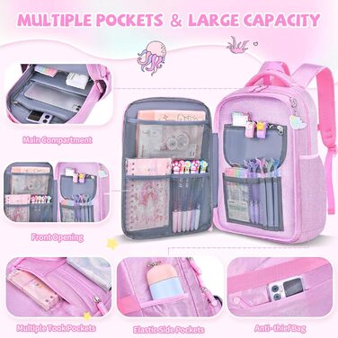 Рюкзак для дівчинки Schulrucksack Mermaid, рожевий - шкільний, 43x35x17 см, для дітей 5-10 років