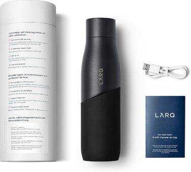 LARQ Movement PureVis 950ml – UV Self-Cleaning Stainless Steel Bottle with Silicone Sleeve | Lightweight, Impact-Resistant, Keeps Water Cool | Fitness, Running & Outdoor Activities, Black/Onyx
