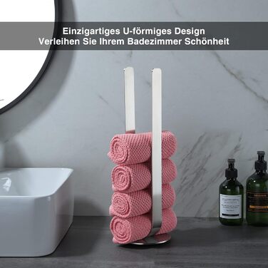 Тримач для рушників ZUNTO без свердління, для гостей, самоклеючий, штанга для рушників з нержавіючої сталі, 40 см, сріблястий (стійкий)