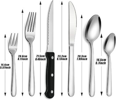 Bestdin Cutlery Set with Steak Knives, 72-Piece Cutlery Set for 12 People, Stainless Steel Cutlery Set with Knife, Fork, Spoon, High-Quality Cutlery for Home/Party/Restaurant, High-Gloss Polished & Dishwasher Safe