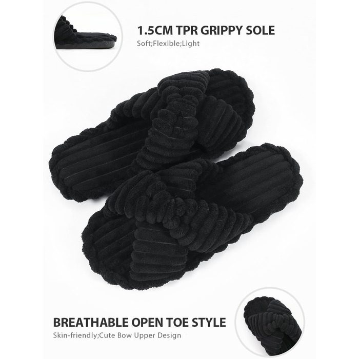 Жіночі домашні тапочки Star Vibe – м'які, теплі, чорні (38/39 EU)