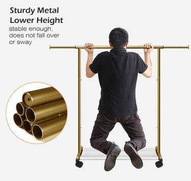 MISSLO Small Clothes Rack for Hanging Clothes, Rolling Garment Rod Stable for Kids, Toddler, Baby, Little Girls, Adults (Gold)