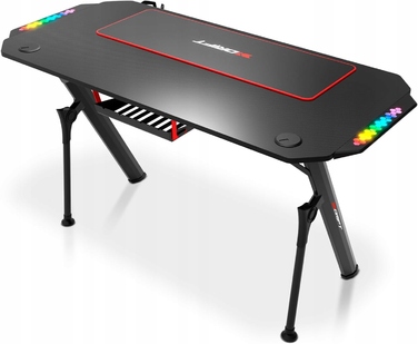 Ігровий стіл 120x60x75 RGB, карбонова стільниця, килимок 80x30 — комплект для геймера