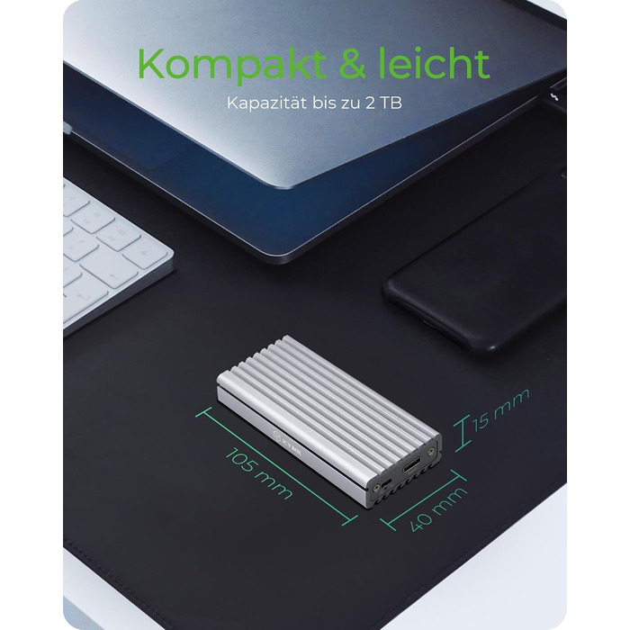 Зовнішній корпус для M.2 PCIe SSD ICY BOX IB-1817M-C31, USB 3.1 Type-C, алюміній, сріблястий