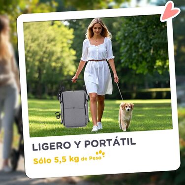 Візок для собак PawHut: компактний, з універсальними колесами, ременем безпеки та знімним килимком. Сірий, 80x48,5x106 см