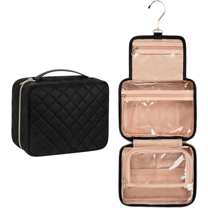 Культурний мішечок для жінок та чоловіків, сумка для туалетних аксесуарів для подорожей, органайзер для косметики та туалетних речей (ромб, чорний)