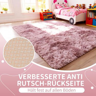 Килим круглий 100 см, миючий, антиковзний, високий ворс, для дитячої кімнати, м'який плюшевий килим (Батік Рожево-ліловий, 160x230 см, прямокутний)