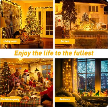 Гірлянда світлодіодна для прикраси ялинки та дому, 80м, 800 LED, вологостійка, з пультом, таймером, 8 режимів, тепле біле світло, для саду, вечірки, святкування Різдва