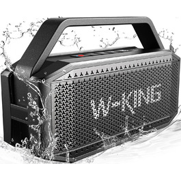 W-KING Bluetooth колонка 100W (60W) чорна, портативна, водонепроникна IPX6, глибокий бас, до 40 годин, AUX, TF, EQ для вечірок та активного відпочинку