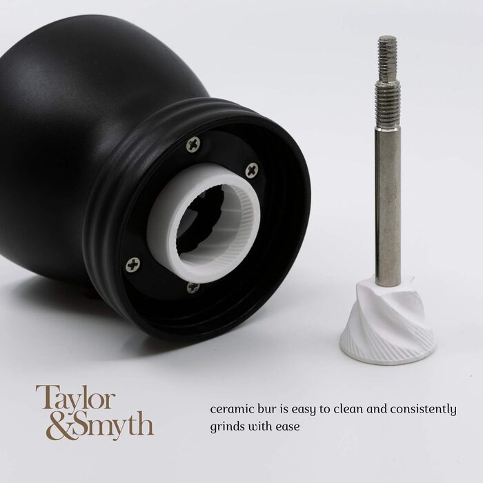 Кавомолка Taylor & Smyth: портативна, керамічні жорна, регулювання помелу, для дому, офісу та відпочинку