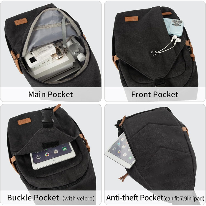 Чоловіча нагрудна сумка Brusttasche з канвасу, водонепроникна, антикрадіжна, для подорожей, туризму та спорту, чорного кольору