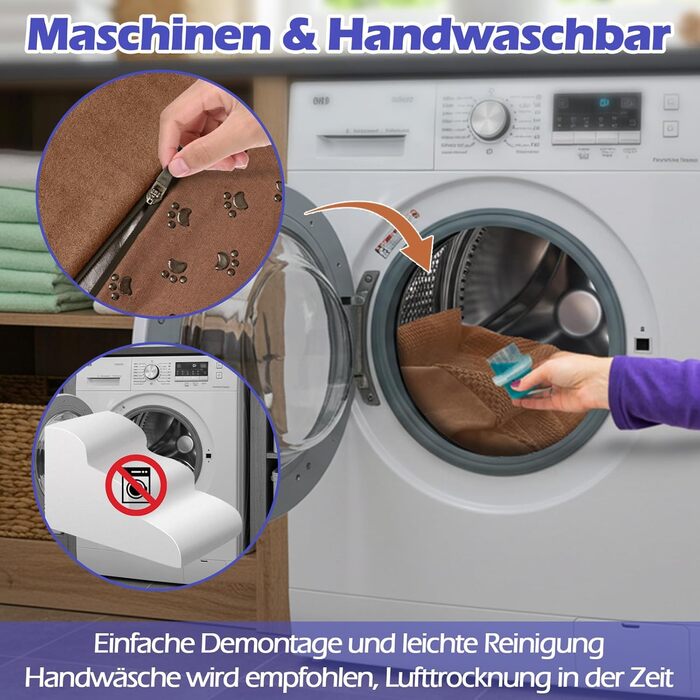 Сходинки для собак Eukue - 2 сходинки для маленьких собак, для ліжка та дивану, з високощільним пінополіуретаном, портативні, знімний, пральний чохол (білий) (коричневий)