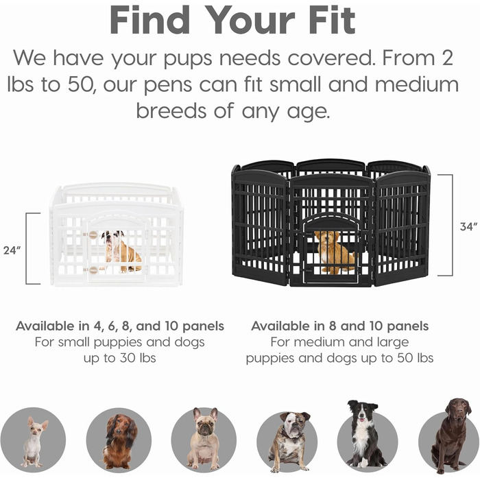 Iris Ohyama Dog Playpen with 8 Panels, 24
