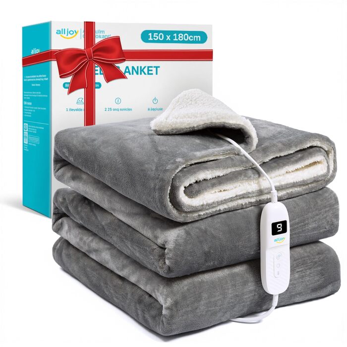 Електрична ковдра ALLJOY з автовимкненням, 180x150 см, 9 рівнів нагріву, для подарунків чоловікам та жінкам