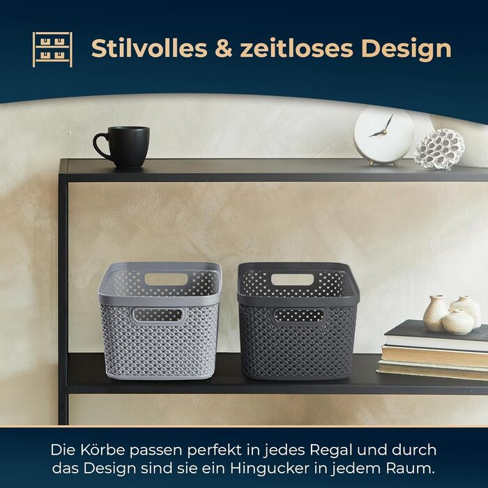 PREMIUM 3-Piece XXL Storage Box Basket Set with Lid Organizer - Ideal for Office, Closet, Wardrobe, Kitchen & Household (Anthracite, 3-Piece Set 7 Liters)