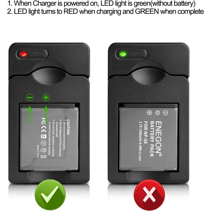 ENEGON Акумулятор Olympus/Nikon/Fujifilm (2 шт) + Зарядний пристрій Rapid Dual USB для Li-40B, Li-42B, EN-EL10, NP-45/50, INSTAX Mini 90